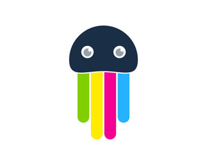 Jellyfish Paint Icon Logo Design Element