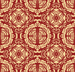 Oriental classic red and golden pattern. Seamless abstract background with repeating elements. Orient background