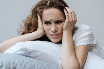 Beautiful young woman having problems