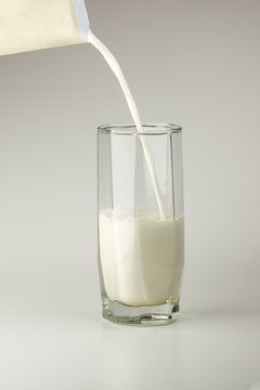 White milk in a glass cup
