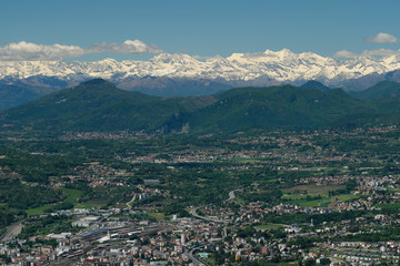 Cityscape in Front of Italian Alps
