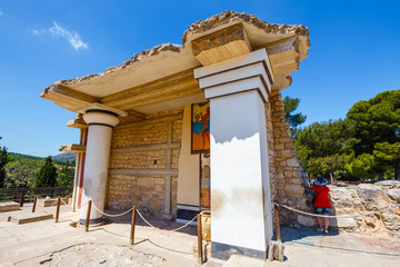 Scenic ruins of the Minoan Palace of Knossos on Crete, Greece