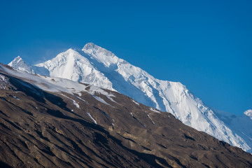 Rakaposhi mountain peak, iconic peak of Hunza valley in a morning, Gilgit Baltistan, Pakistan