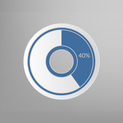 40% pie chart. Percentage vector infographic sign. Forty percent isolated circle symbol on dotted background. Business illustration icon for marketing presentation, project, data report, web design