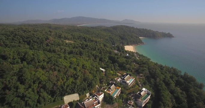 Aerial View Over Bangtao, Naithon and Banana Beaches, Phuket, Thailand

