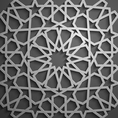 Islamic ornament vector , persian motiff . 3d ramadan islamic round pattern elements . Geometric circular ornamental arabic symbol vector .