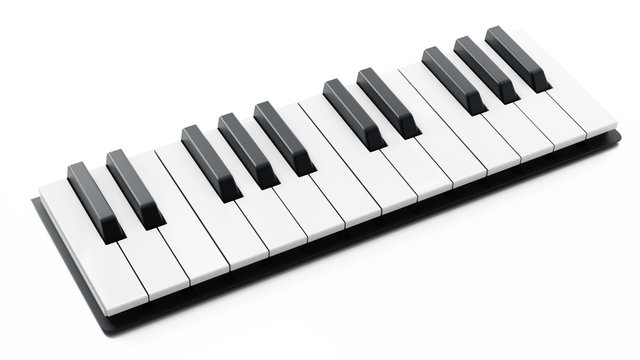 Piano keys isolated on white background. 3D illustration