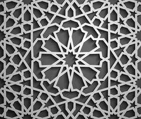 Islamic ornament vector , persian motiff . 3d ramadan islamic round pattern elements . Geometric circular ornamental arabic symbol vector .