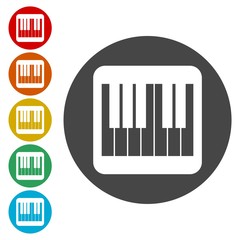Piano Icons set Flat Graphic Design 