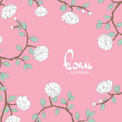 Delicate flowers on a pink white background