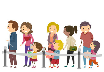 Stickman Family Kids Parents Bank Line