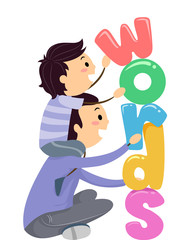 Stickman Dad Kid Boy Words