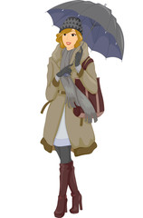 Girl Winter Outfit Umbrella