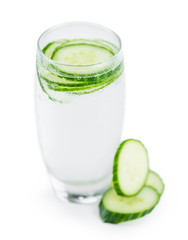 Portion of Cucumber Water isolated on white