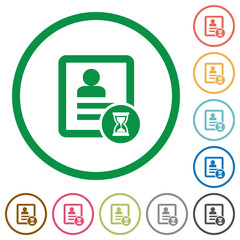 Contact processing flat icons with outlines