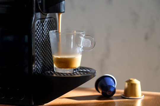 Espresso preparation. Coffee machine