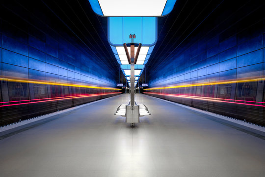 Long exposure of a modern underground station