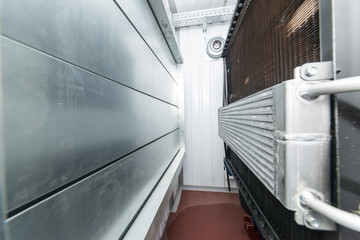 The ventilation louver and radiator on a power plant