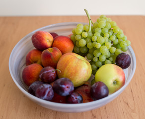 Fresh, home-garden-made Summer august fruit bowl