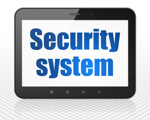 Protection concept: Tablet Pc Computer with Security System on display