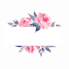 Watercolor floral frame. Element for design. Background with flowers