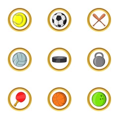Classic sport icon set, cartoon style