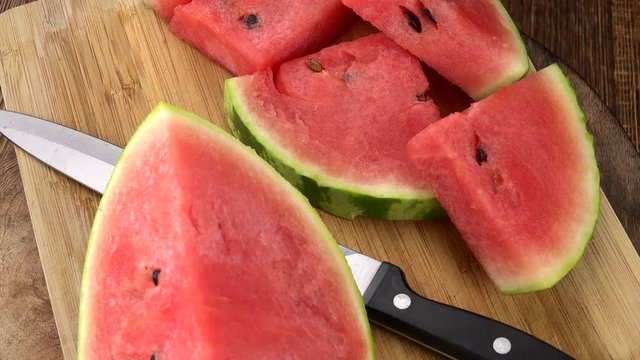 Pieces of Water Melon as seamless loopable rotating 4K UHD footage