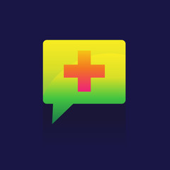 Obraz premium icon Illustration of a tooltip with a cross. on blue background. logo. symbol