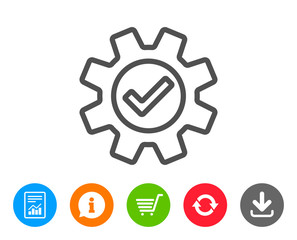 Cogwheel line icon. Approved Service sign.
