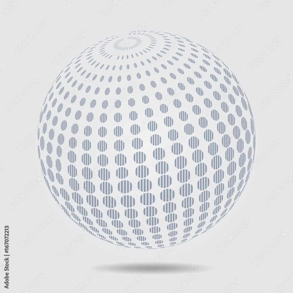 Poster sphere halftone pattern. circle dotted design element isolated on white. vector 3d
