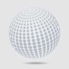 Sphere halftone pattern. Circle dotted design element isolated on white. vector 3D