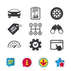 Transport icons. Tachometer and wheel signs.