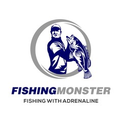 fishing monster Illustration Logo Vector