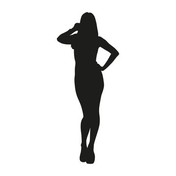 Sexy woman silhouette isolated vector black on white