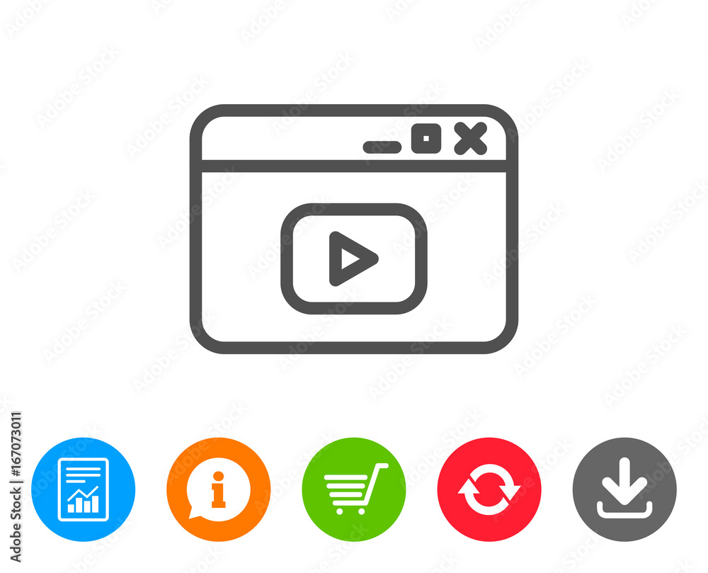Poster browser window line icon. video content sign.
