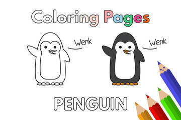Cartoon Penguin Coloring Book