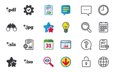 Document signs. File extensions symbols.