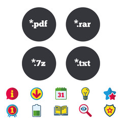 Document signs. File extensions symbols.