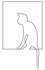 Cat one line drawing