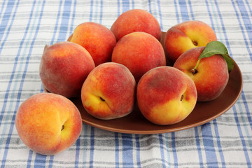 Peaches on the plate.