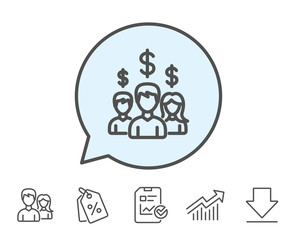 Business networking line icon. Dollar sign.