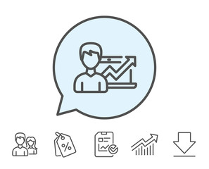 Business results line icon. Growth chart.