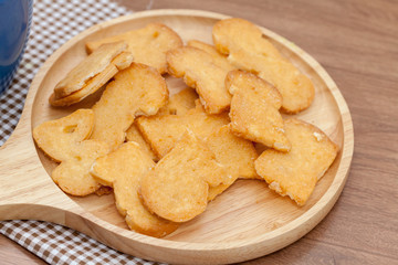 Crispy Garlic Bread on wooden plate