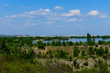View on a city Komsomolsk and river Dnieper