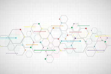 Abstract colorful hexagon background , Technology polygonal concept