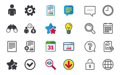 Bank loans icons. Fill document and get money.