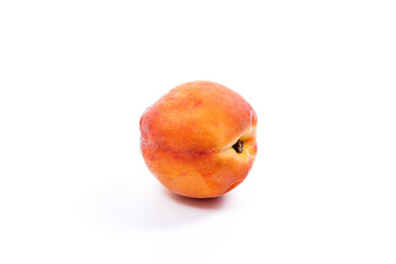 Ripe peach fruit isolated on white background
