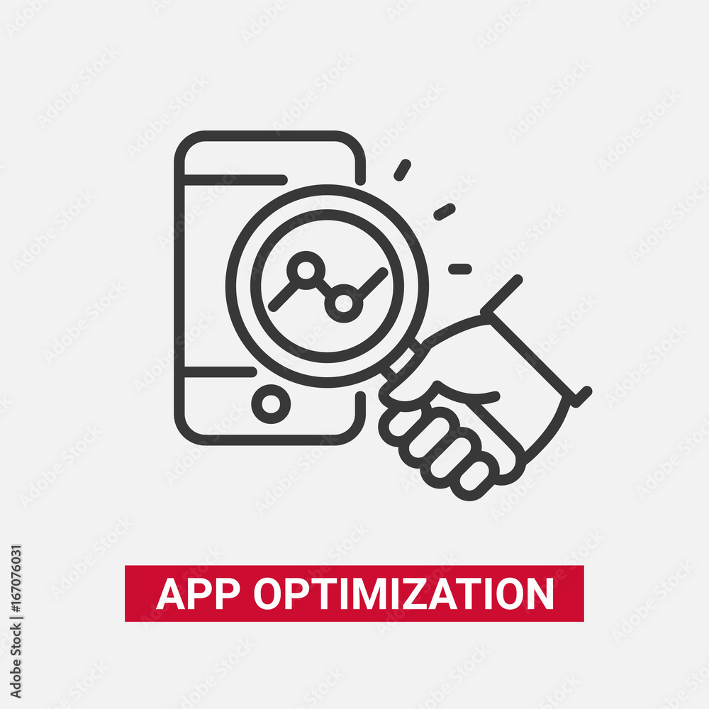 Poster app optimization - modern vector line design icon.