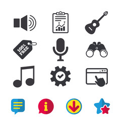 Musical elements icon. Microphone, Sound speaker.