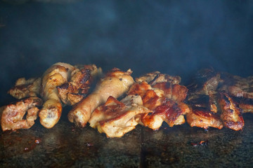 grilled meat and sausages